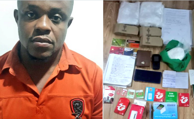 The Nigerian man arrested in Mombasa after being found with Cocaine.